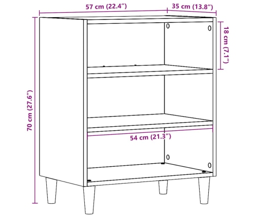 Aparador de madera de ingeniería envejecida 57x35x75 cm