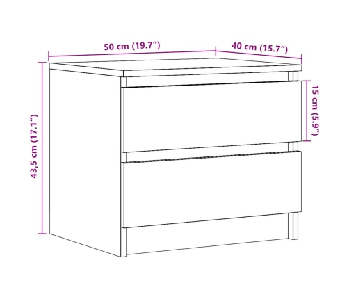 Mesita de noche madera de ingeniería envejecida 50x40x43.5 cm