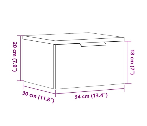 Mesitas de noche de pared 2 uds roble artisan 34x30x20 cm