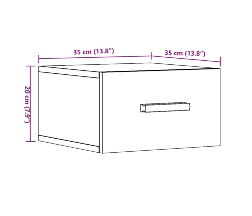 Mesitas de noche de pared 2 uds madera envejecida 35x35x20 cm