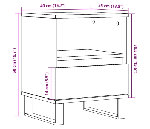 Mesitas de noche 2 uds madera roble artisian 40x35x50 cm