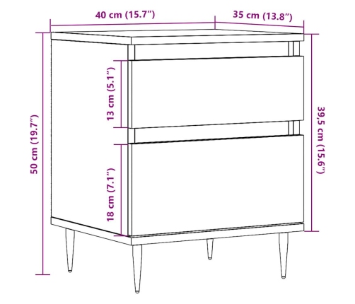 Mesita de noche madera de ingeniería roble artisian 40x35x50 cm