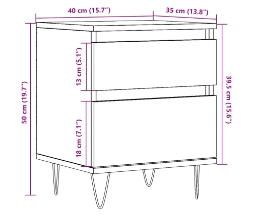 Mesita de noche madera de ingeniería roble artisian 40x35x50 cm