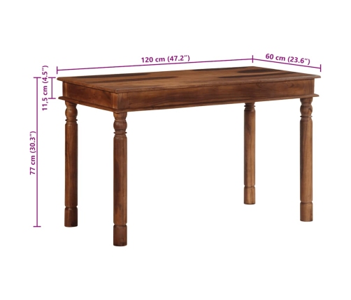 Mesa de comedor madera maciza de acacia 120x60x77 cm