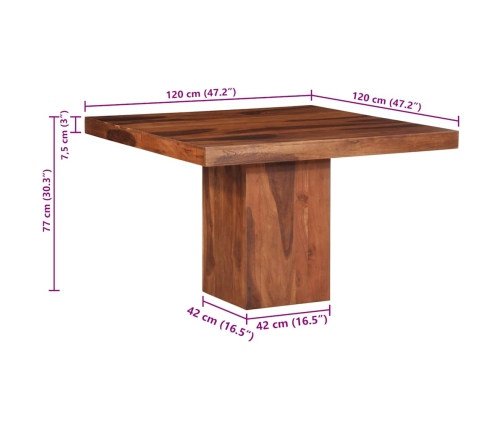 Mesa de comedor madera maciza de acacia 120x120x77 cm