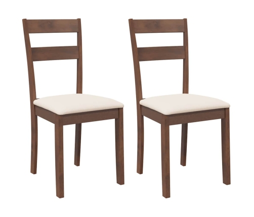 Sillas de comedor con cojines 2 uds madera maciza marrón caucho