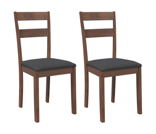 Sillas de comedor con cojines 2 uds madera maciza marrón caucho