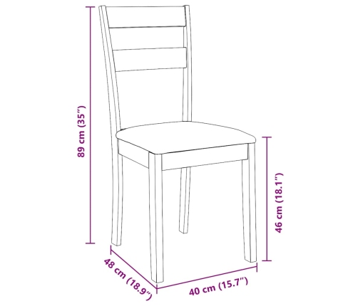 Sillas de comedor con cojines 2 uds madera maciza marrón caucho