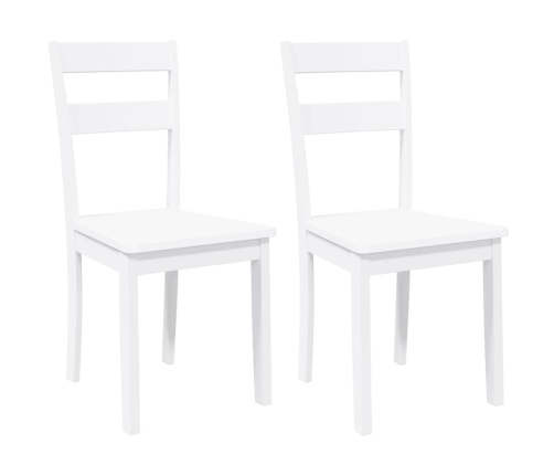 Sillas de comedor 2 unidades madera maciza de caucho blanco