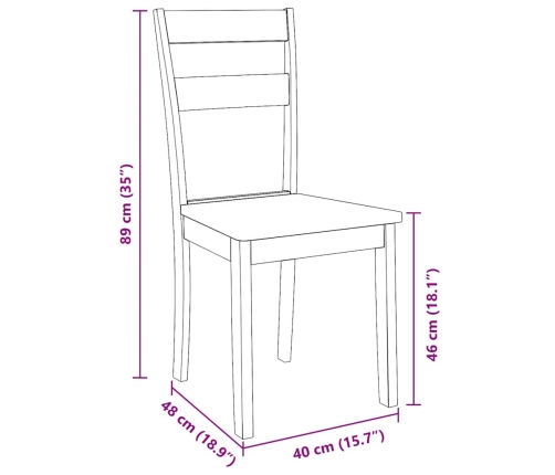 Sillas de comedor 2 unidades madera maciza de caucho blanco