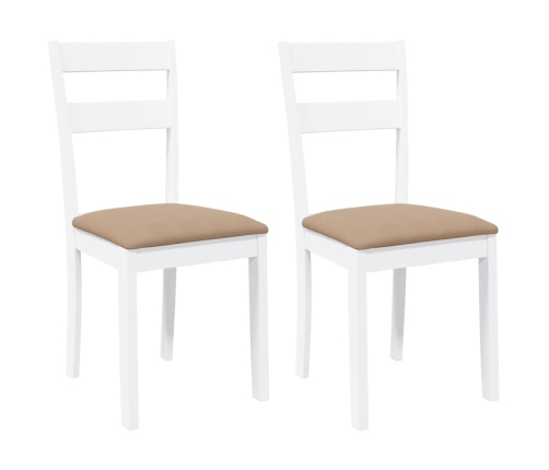 Sillas de comedor con cojines 2uds madera maciza blanco caucho