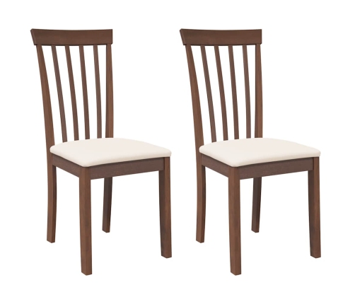 Sillas de comedor con cojines 2 uds madera maciza marrón caucho