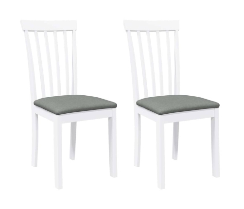 Sillas de comedor con cojines 2uds madera maciza blanco caucho
