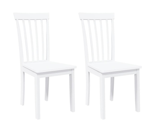 Sillas de comedor 2 unidades madera maciza de caucho blanco