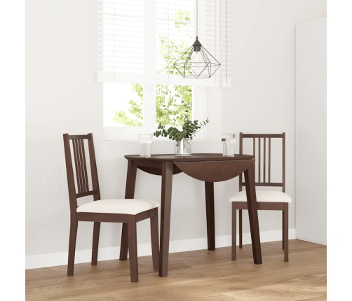 Sillas de comedor con cojines 2 uds madera maciza marrón caucho