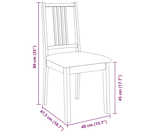 Sillas de comedor con cojines 2 uds madera maciza marrón caucho