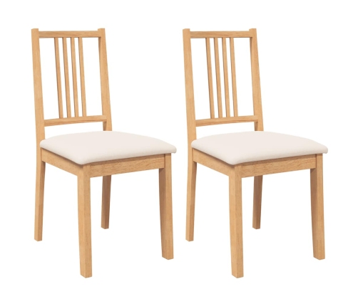 Sillas de comedor con cojines 2uds madera maciza natural caucho