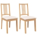 Sillas de comedor con cojines 2uds madera maciza natural caucho