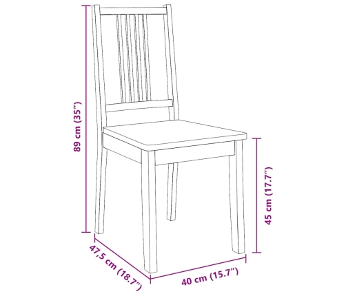 Sillas de comedor  2 uds madera maciza natural caucho