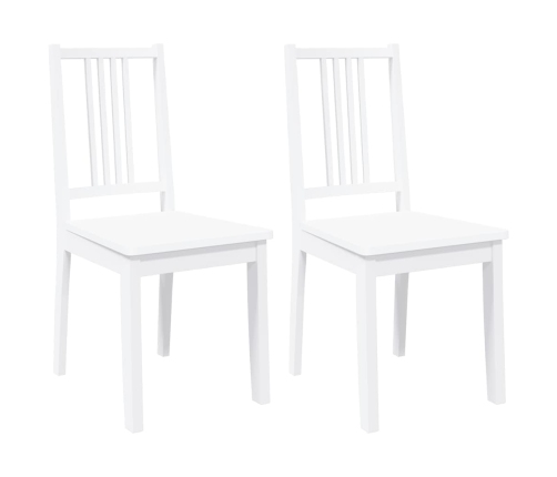 Sillas de comedor 2 unidades madera maciza de caucho blanco