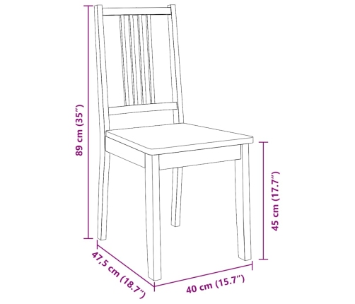 Sillas de comedor 2 unidades madera maciza de caucho blanco