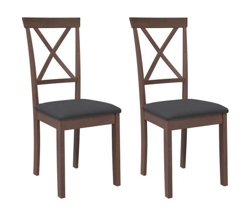 Sillas de comedor con cojines 2 uds madera maciza marrón caucho