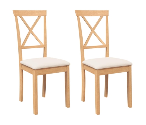 Sillas de comedor con cojines 2 uds madera maciza caucho