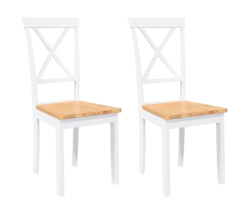 Sillas de comedor 2 unidades madera maciza de caucho blanco