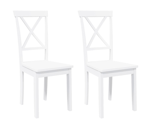 Sillas de comedor 2 unidades madera maciza de caucho blanco