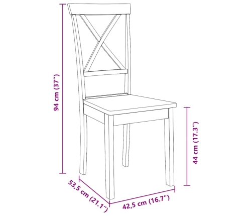 Sillas de comedor 2 unidades madera maciza de caucho blanco