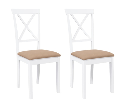 Sillas de comedor con cojines 2uds madera maciza blanco caucho