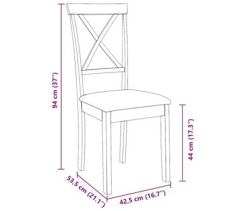 Sillas de comedor con cojines 2uds madera maciza blanco caucho