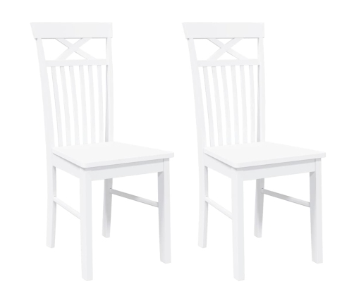 Sillas de comedor 2 unidades madera maciza de caucho blanco