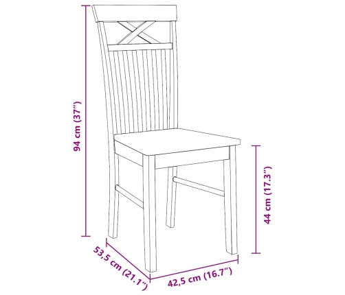 Sillas de comedor 2 unidades madera maciza de caucho blanco