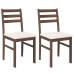 Sillas de comedor con cojines 2 uds madera maciza marrón caucho