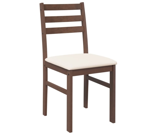 Sillas de comedor con cojines 2 uds madera maciza marrón caucho