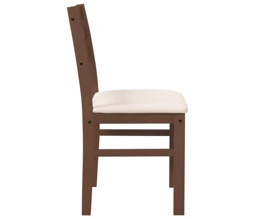 Sillas de comedor con cojines 2 uds madera maciza marrón caucho