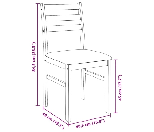 Sillas de comedor con cojines 2 uds madera maciza marrón caucho