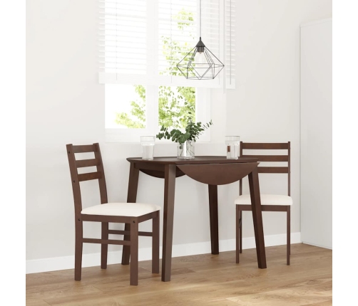 Sillas de comedor con cojines 2 uds madera maciza marrón caucho