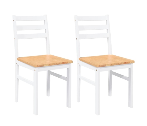 Sillas de comedor 2 unidades madera maciza de caucho blanco