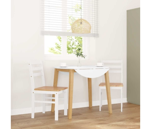 Sillas de comedor 2 unidades madera maciza de caucho blanco