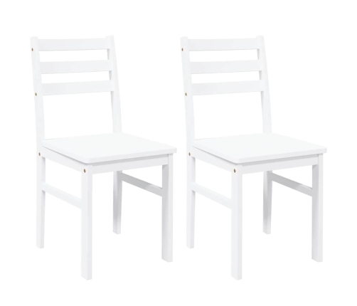 Sillas de comedor 2 unidades madera maciza de caucho blanco