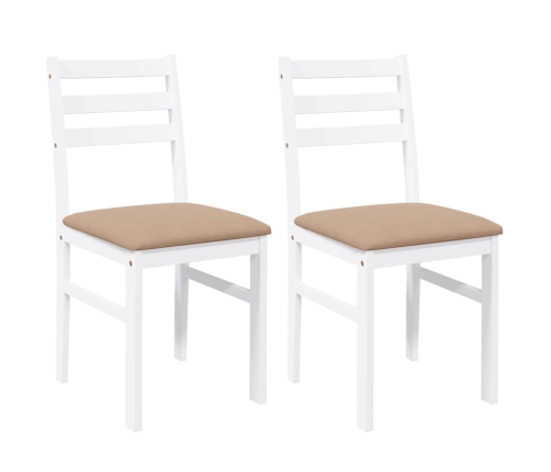 Sillas de comedor con cojines 2uds madera maciza blanco caucho