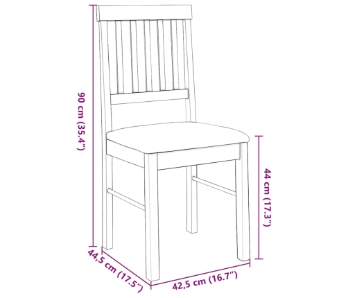 Sillas de comedor con cojines 2 uds madera maciza marrón caucho