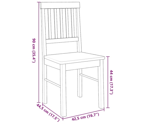 Sillas de comedor 2 unidades madera maciza de caucho