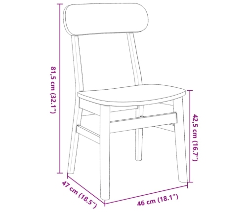 Sillas de comedor 2 unidades madera maciza de caucho