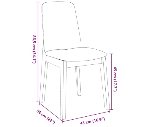 Sillas de comedor con cojines 2 uds madera maciza marrón caucho