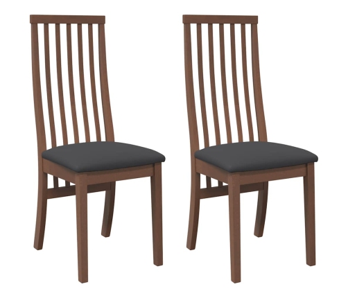 Sillas de comedor con cojines 2 uds madera maciza marrón caucho