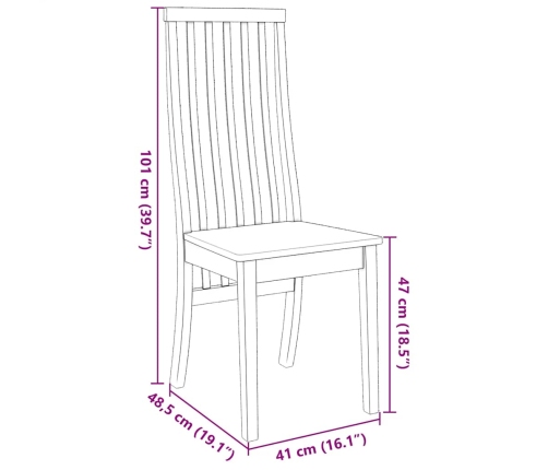 Sillas de comedor 2 unidades madera maciza de caucho