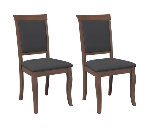 Sillas de comedor con cojines 2 uds madera maciza marrón caucho